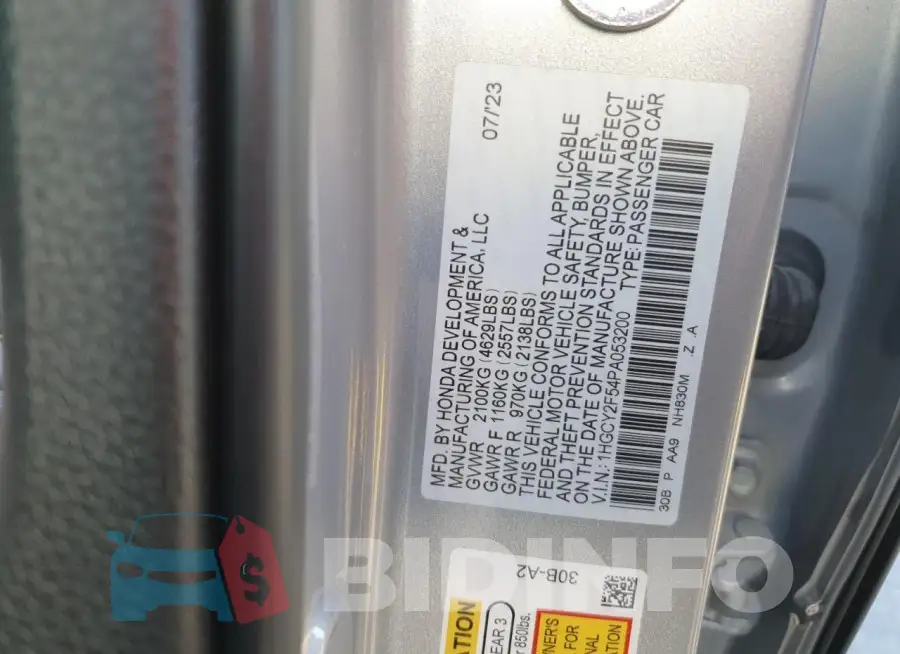 1HGCY2F54PA053200 Photo# 12
