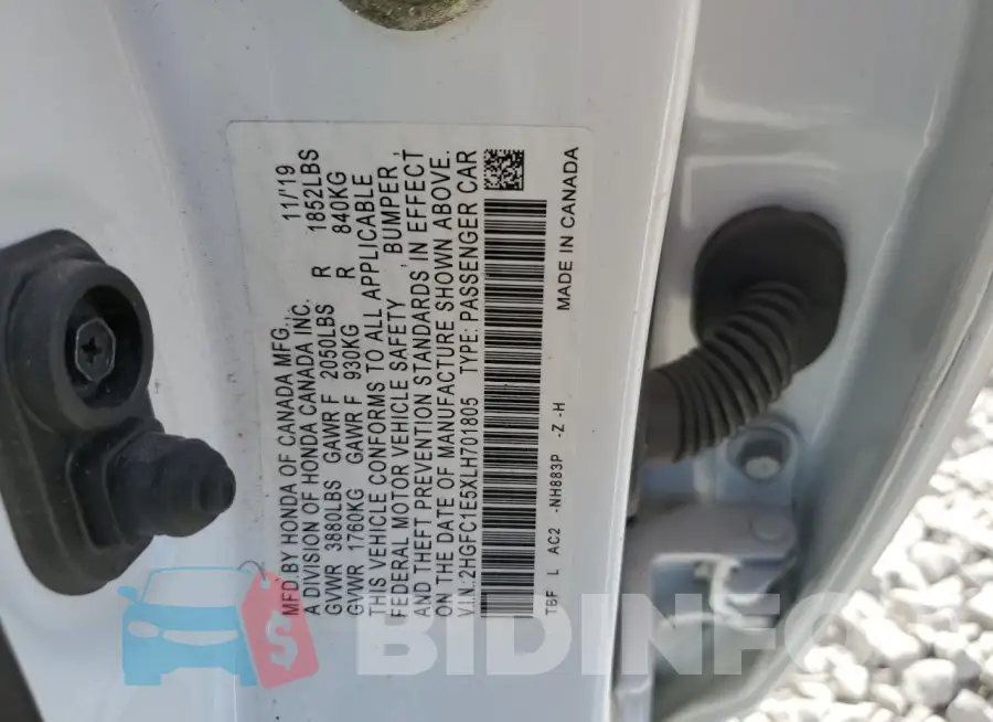2HGFC1E5XLH701805 Photo# 12