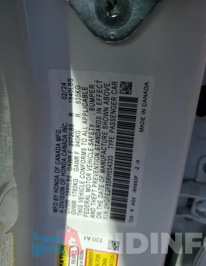 2HGFE2F55RH554333 Photo# 12