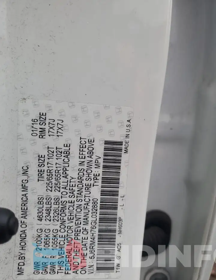 5J6RM4H76GL032880 Photo# 14