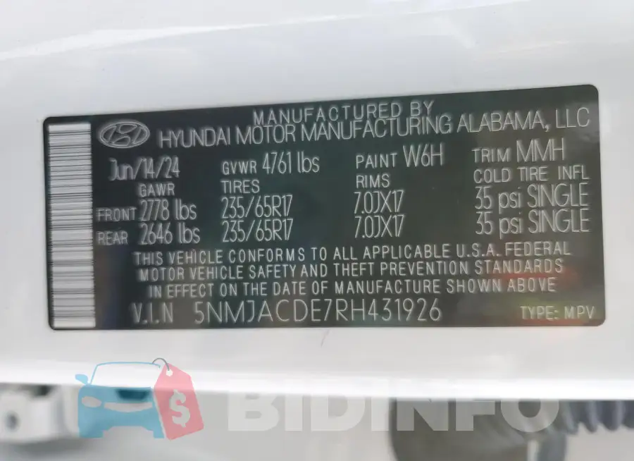 5NMJACDE7RH431926 Photo# 13