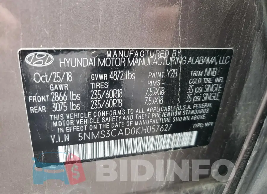 5NMS3CAD0KH057627 Photo# 13