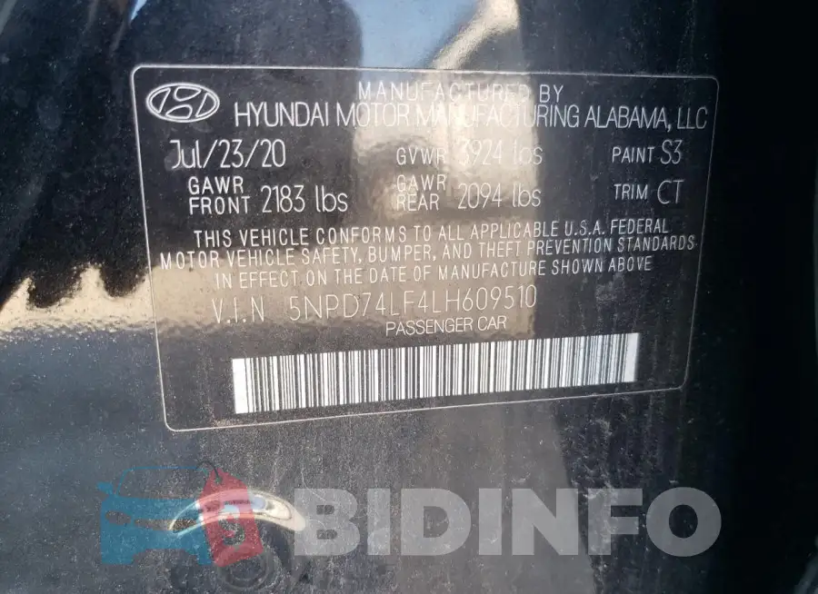 5NPD74LF4LH609510 Photo# 12