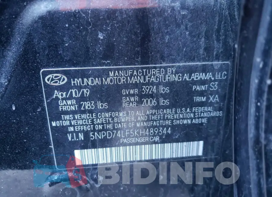5NPD74LF5KH489344 Photo# 12