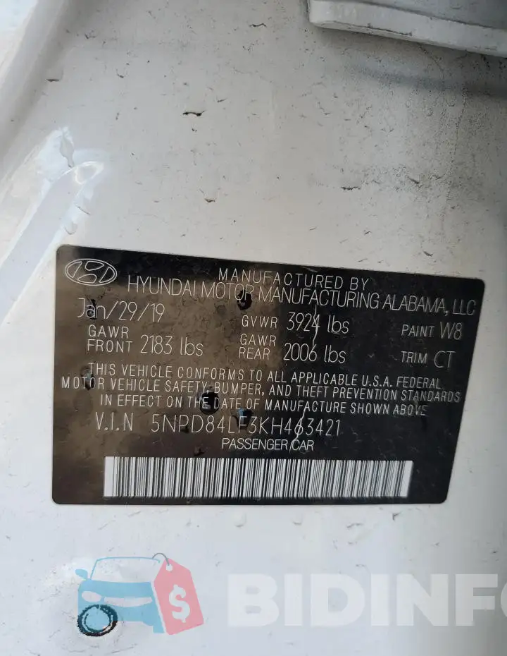5NPD84LF3KH463421 Photo# 13