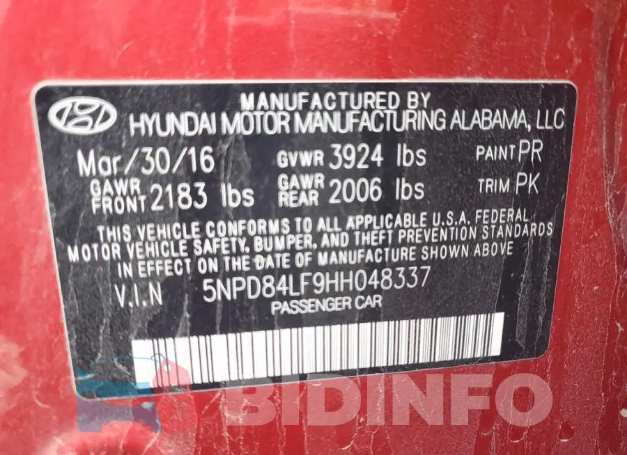 5NPD84LF9HH048337 Photo# 13