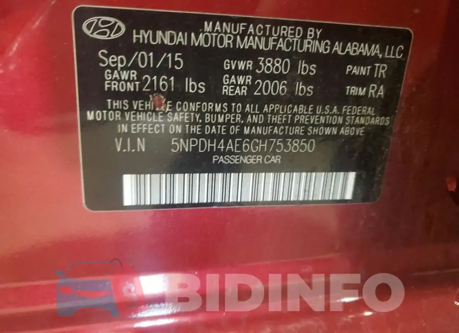 5NPDH4AE6GH753850 Photo# 12