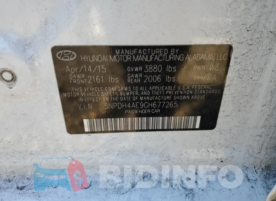 5NPDH4AE9GH677265 Photo# 13