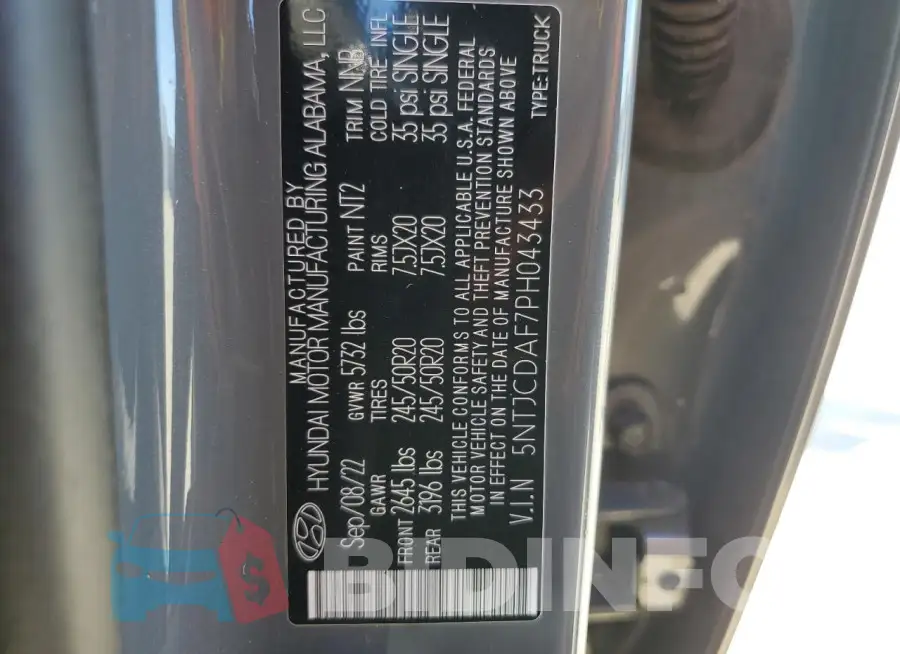 5NTJCDAF7PH043433 Photo# 13