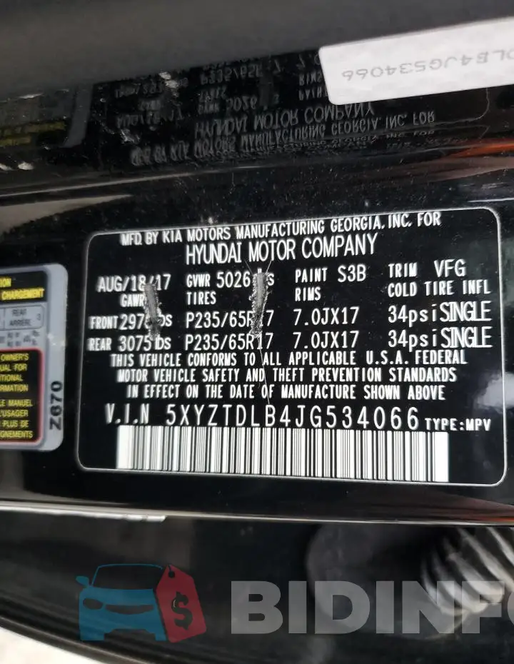 5XYZTDLB4JG534066 Photo# 13