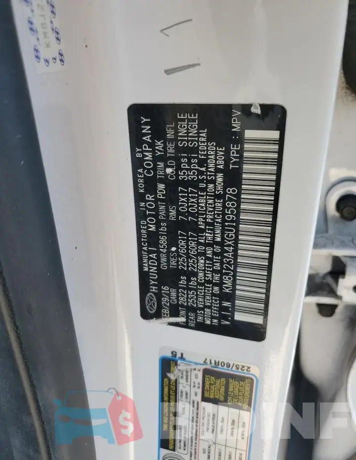 KM8J23A4XGU195878 Photo# 14