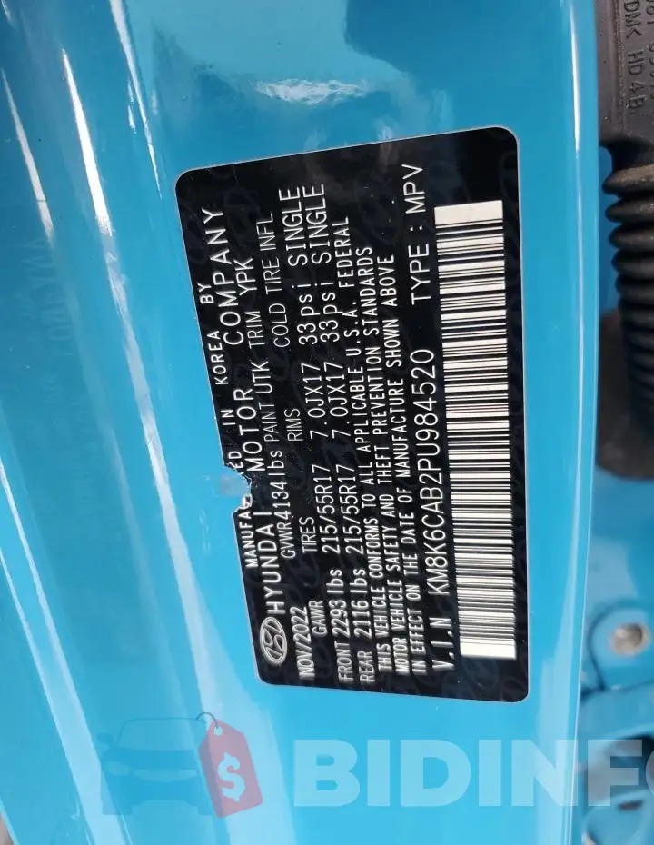 KM8K6CAB2PU984520 Photo# 14