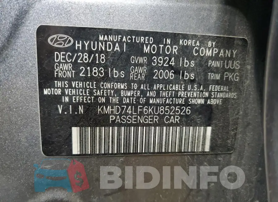 KMHD74LF6KU852526 Photo# 12
