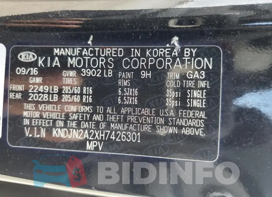 KNDJN2A2XH7426301 Photo# 13