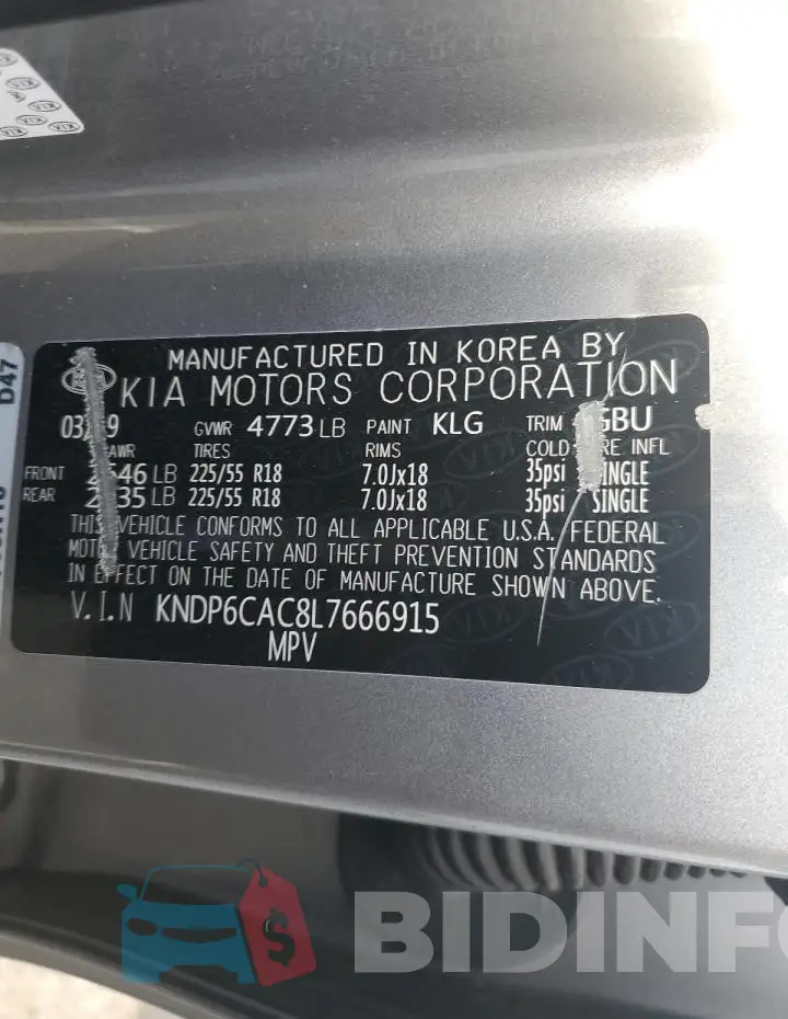 KNDP6CAC8L7666915 Photo# 13