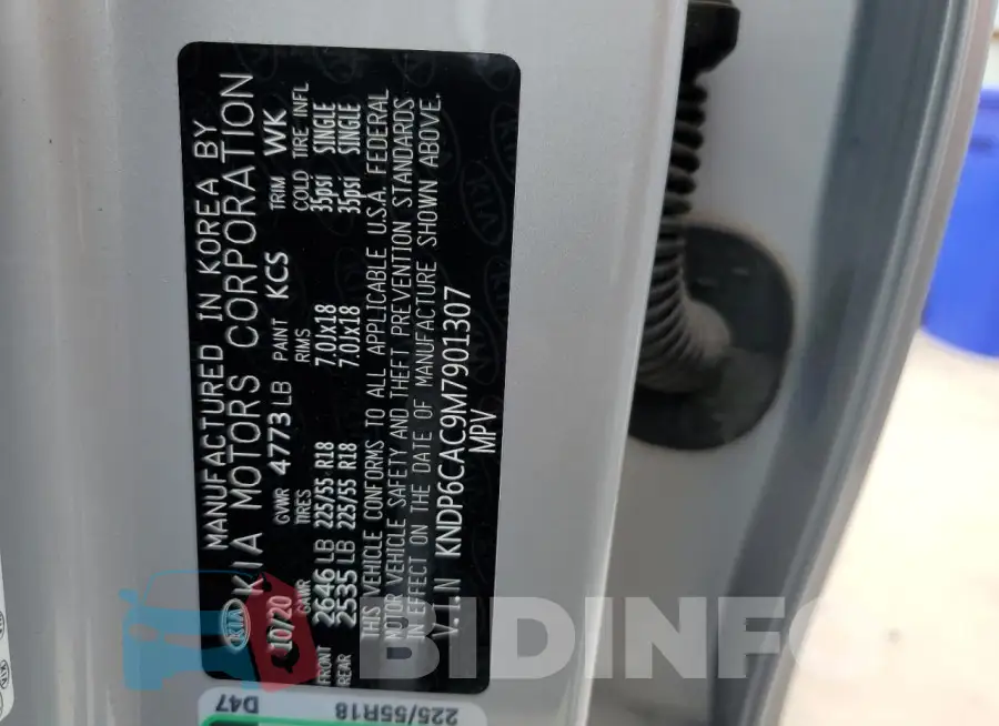 KNDP6CAC9M7901307 Photo# 13