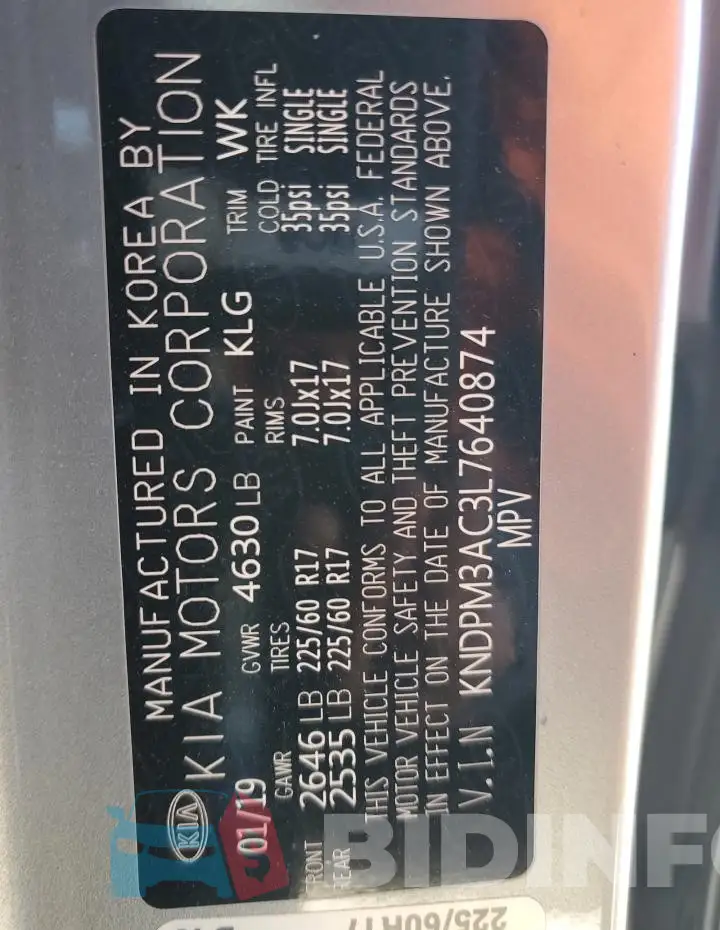 KNDPM3AC3L7640874 Photo# 14