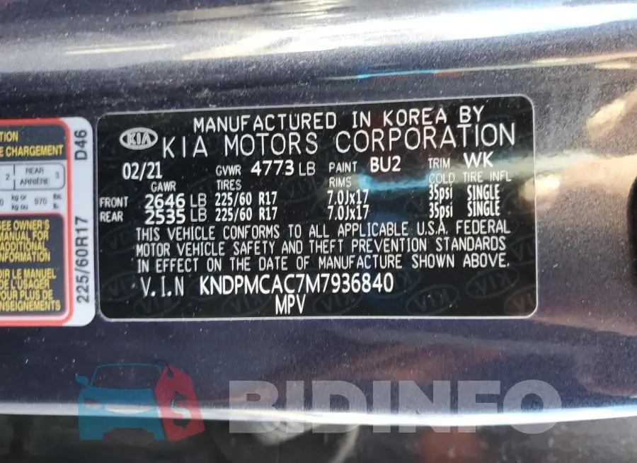 KNDPMCAC7M7936840 Photo# 13