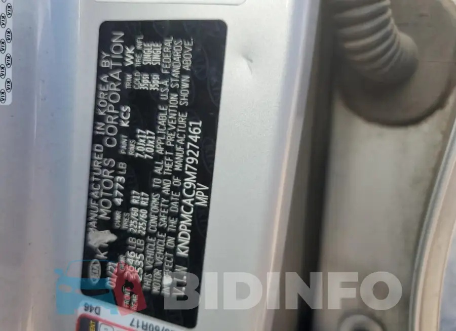 KNDPMCAC9M7927461 Photo# 13