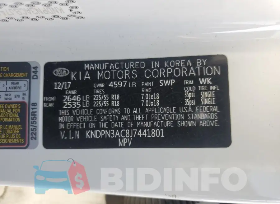 KNDPN3AC8J7441801 Photo# 14