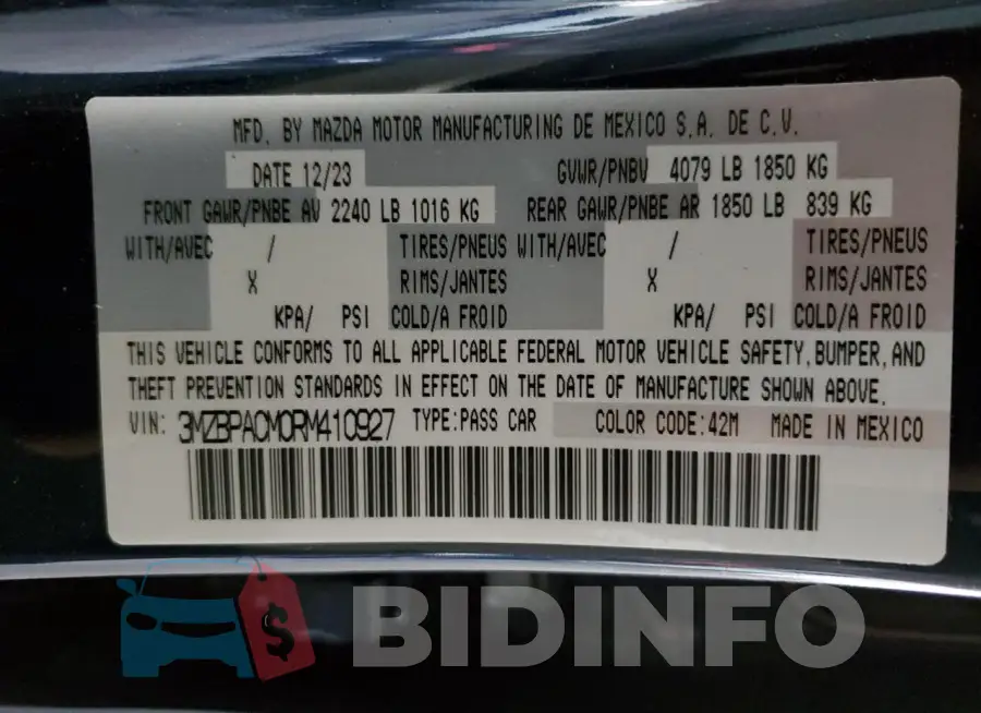 3MZBPACM0RM410927 Photo# 12
