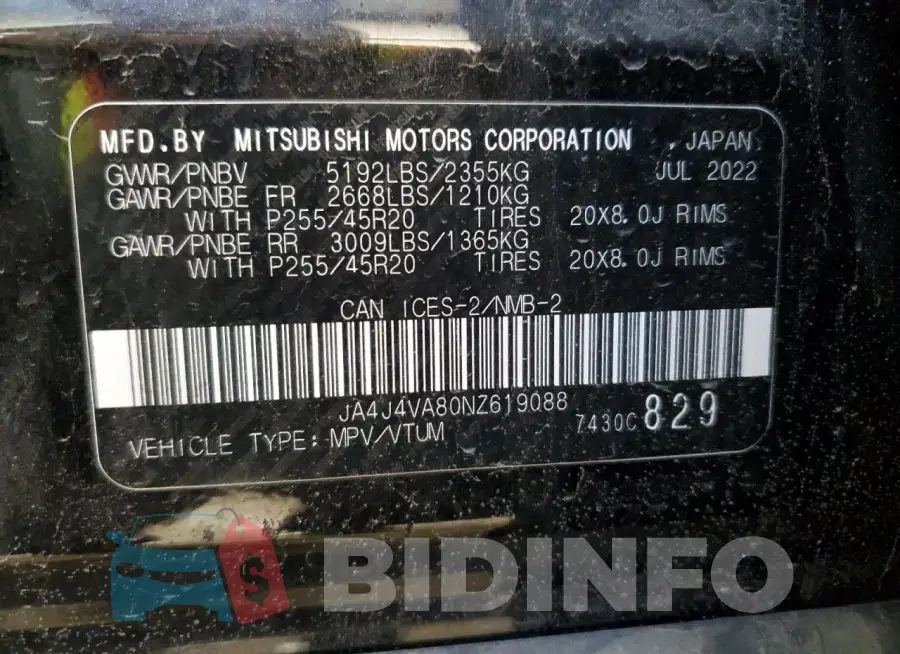 JA4J4VA80NZ619088 Photo# 14