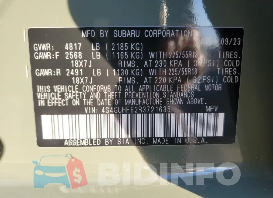 4S4GUHF62R3721635 Photo# 13