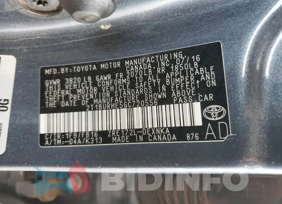 2T1BURHE5GC720556 Photo# 12
