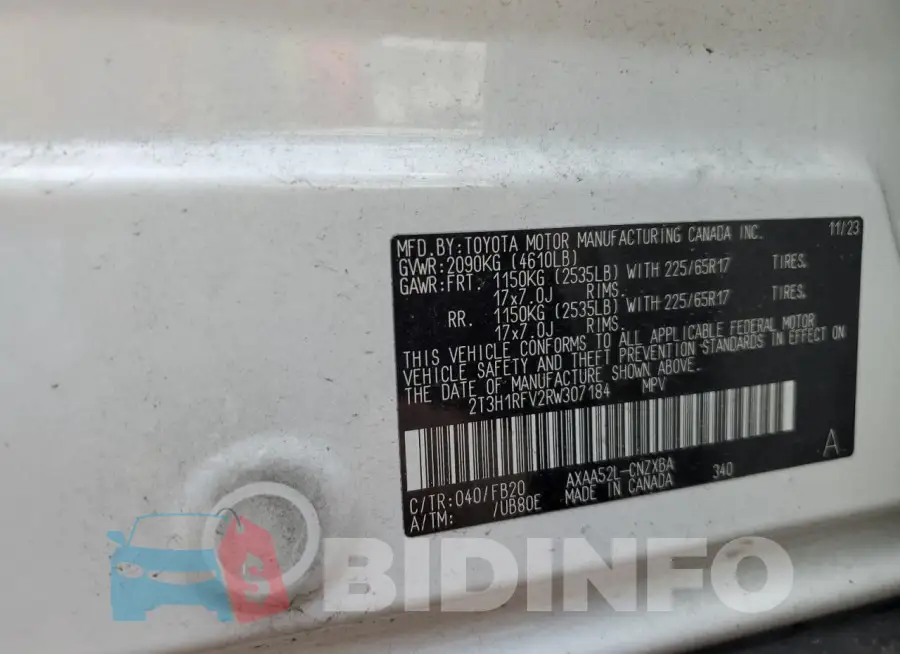 2T3H1RFV2RW307184 Photo# 13