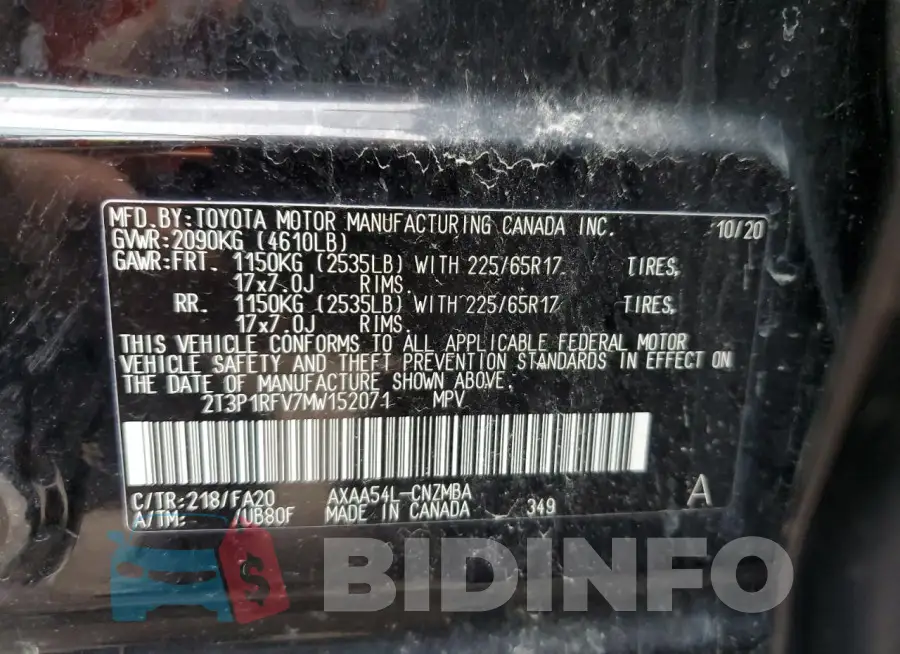 2T3P1RFV7MW152071 Photo# 13