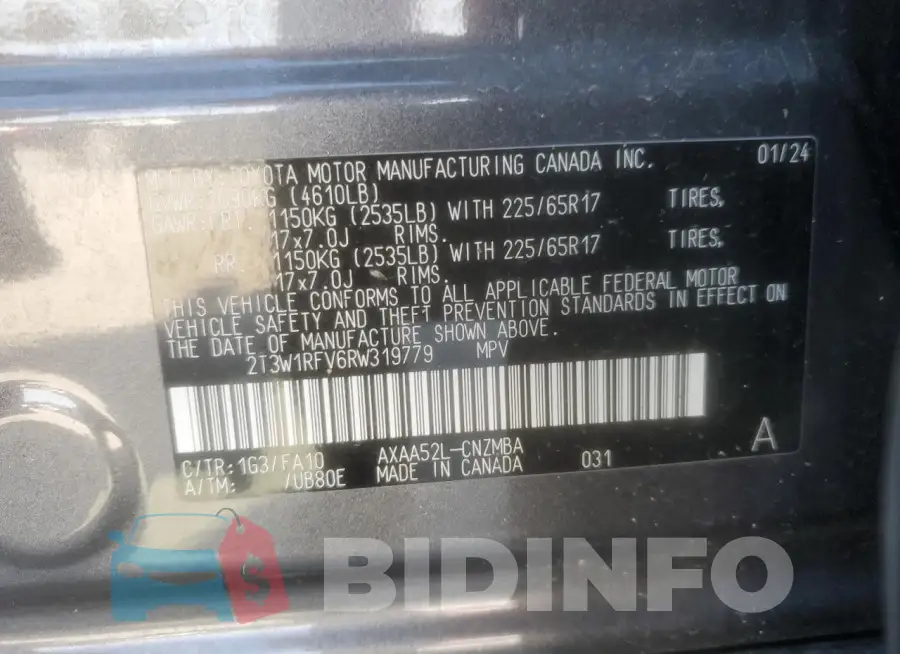 2T3W1RFV6RW319779 Photo# 13