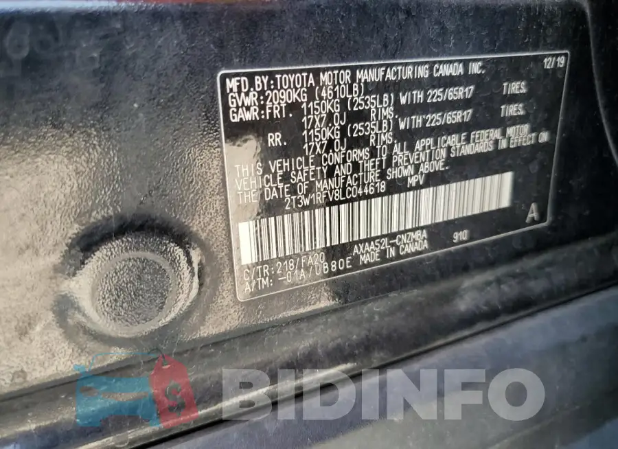 2T3W1RFV8LC044618 Photo# 12
