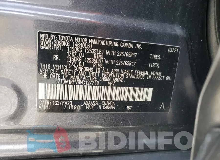 2T3W1RFV9MC127718 Photo# 13