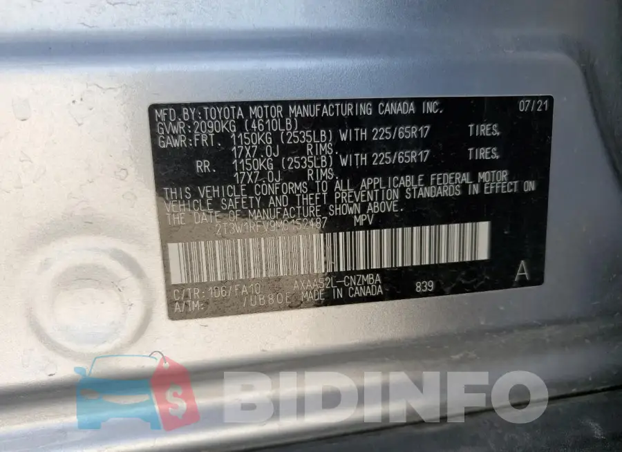2T3W1RFV9MC152487 Photo# 12