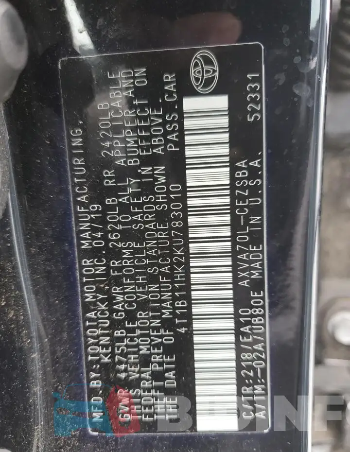 4T1B11HK2KU783010 Photo# 12