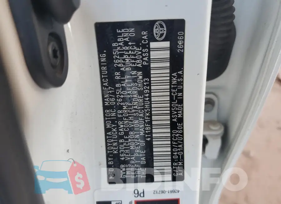 4T1BF1FK5HU449213 Photo# 12