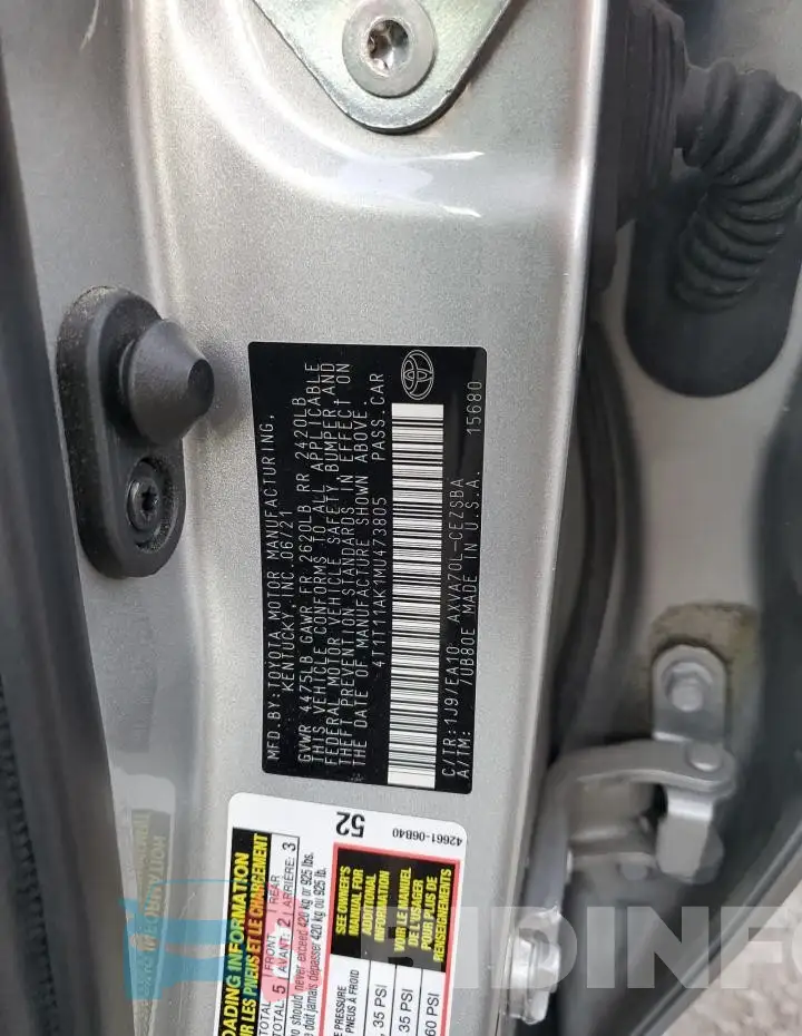 4T1T11AK1MU473805 Photo# 13