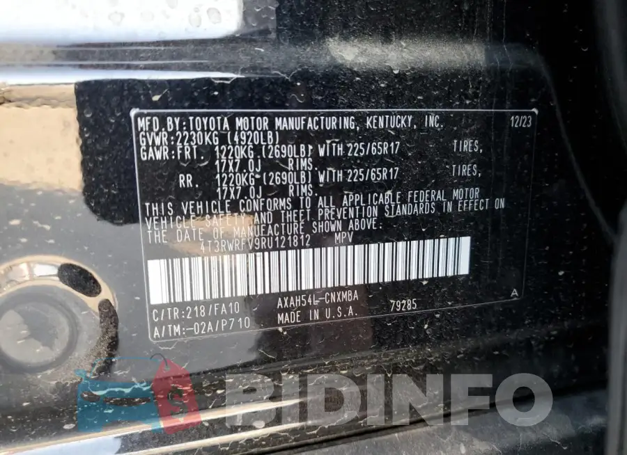 4T3RWRFV9RU121812 Photo# 13