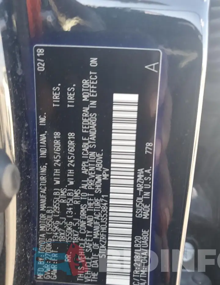 5TDKZRFH0JS538471 Photo# 14
