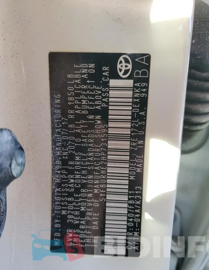 5YFBURHE2HP731595 Photo# 12