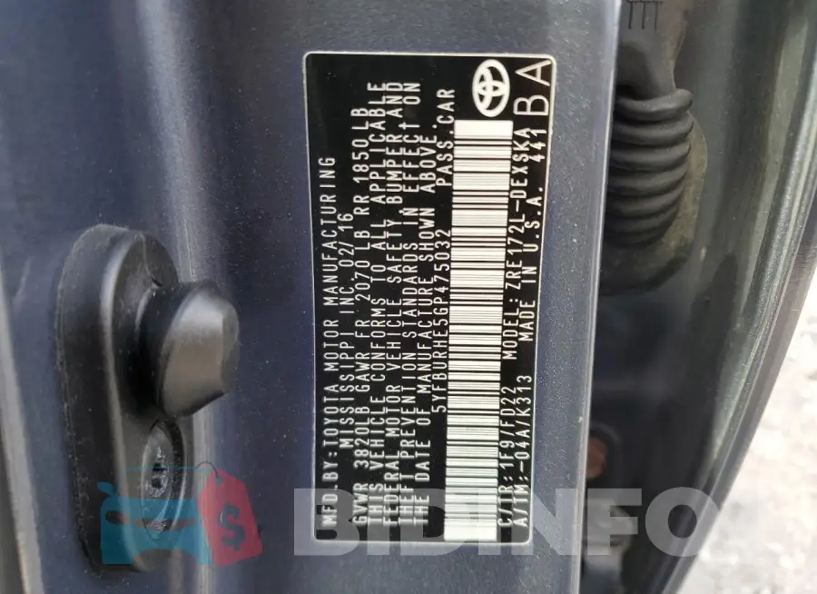 5YFBURHE5GP475032 Photo# 13