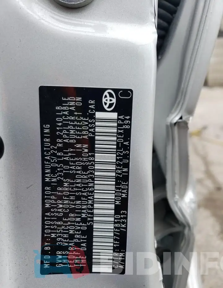 5YFEPMAE6NP330581 Photo# 12
