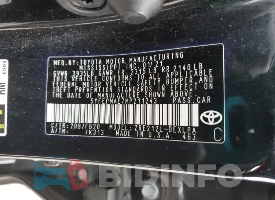 5YFEPMAE7MP211243 Photo# 12