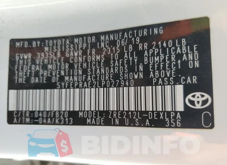 5YFEPRAE2LP027940 Photo# 12