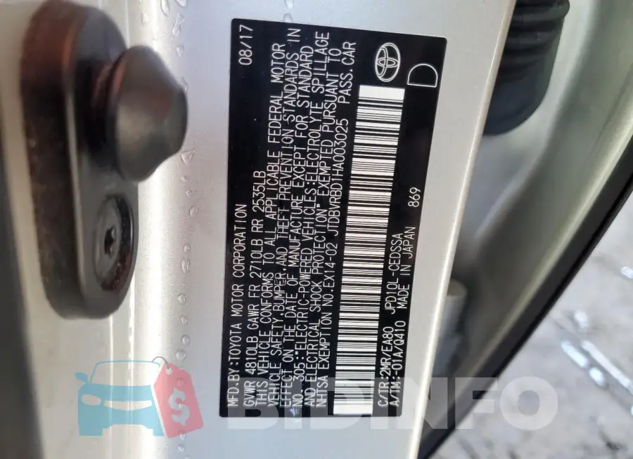 JTDBVRBD1HA003025 Photo# 12