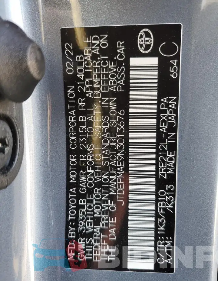 JTDEPMAE9N3013676 Photo# 12