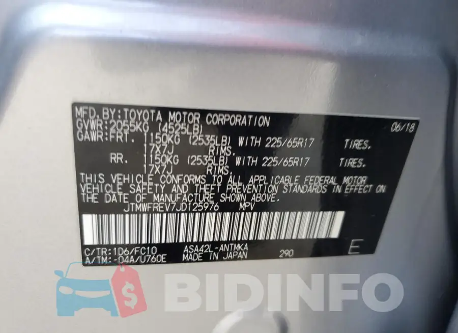 JTMWFREV7JD125976 Photo# 14