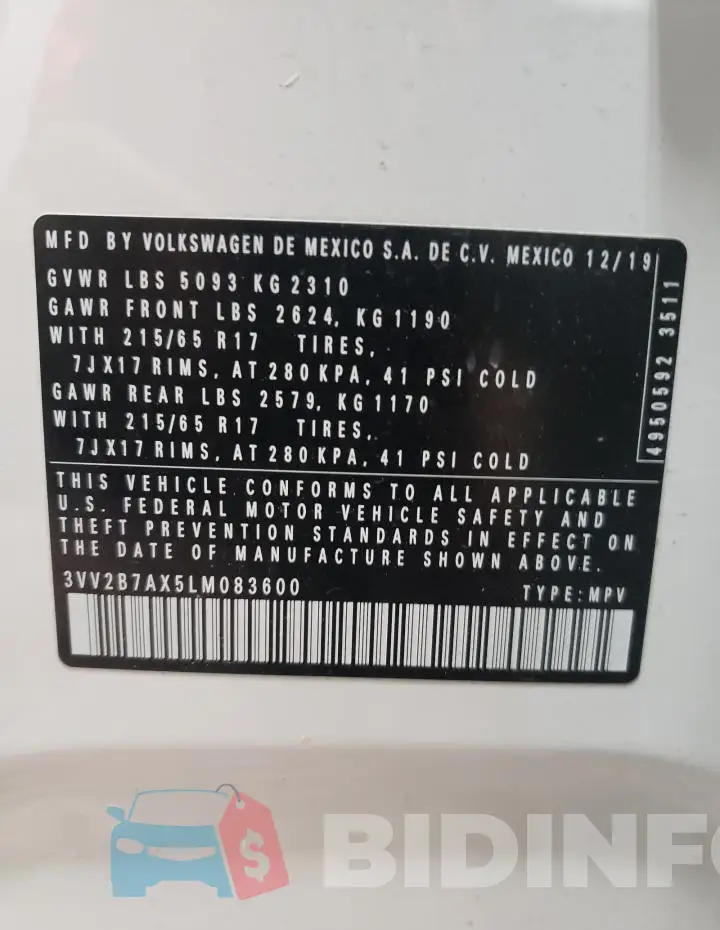 3VV2B7AX5LM083600 Photo# 14