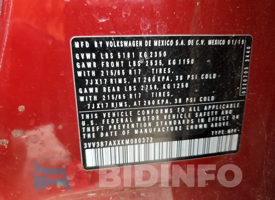 3VV3B7AXXKM080372 Photo# 14