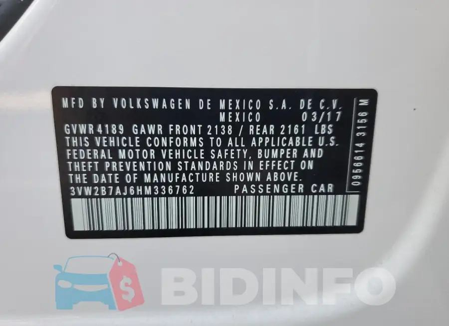 3VW2B7AJ6HM336762 Photo# 12